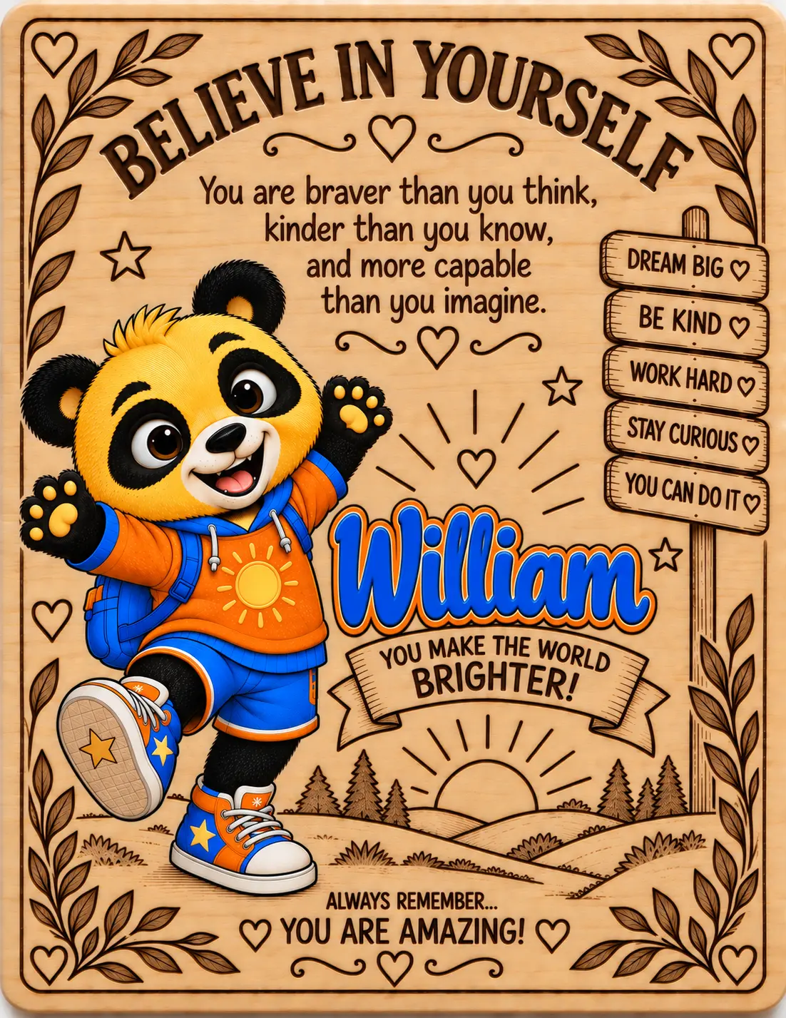 William personalized Believe in Yourself name board