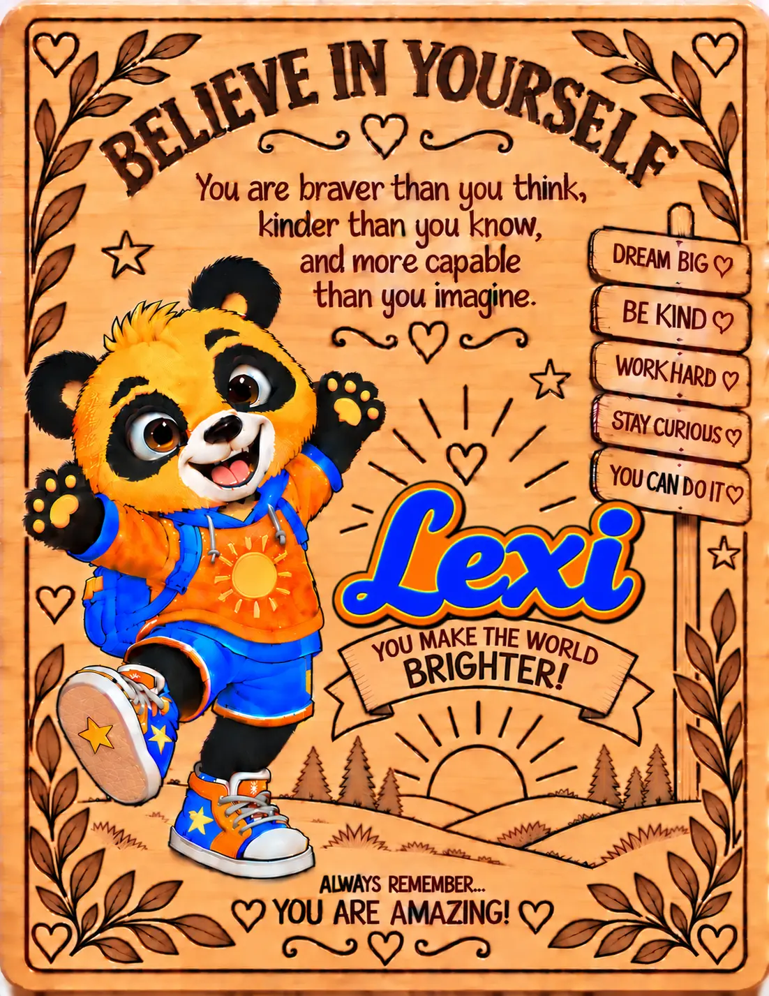 Lexi personalized Believe in Yourself name board