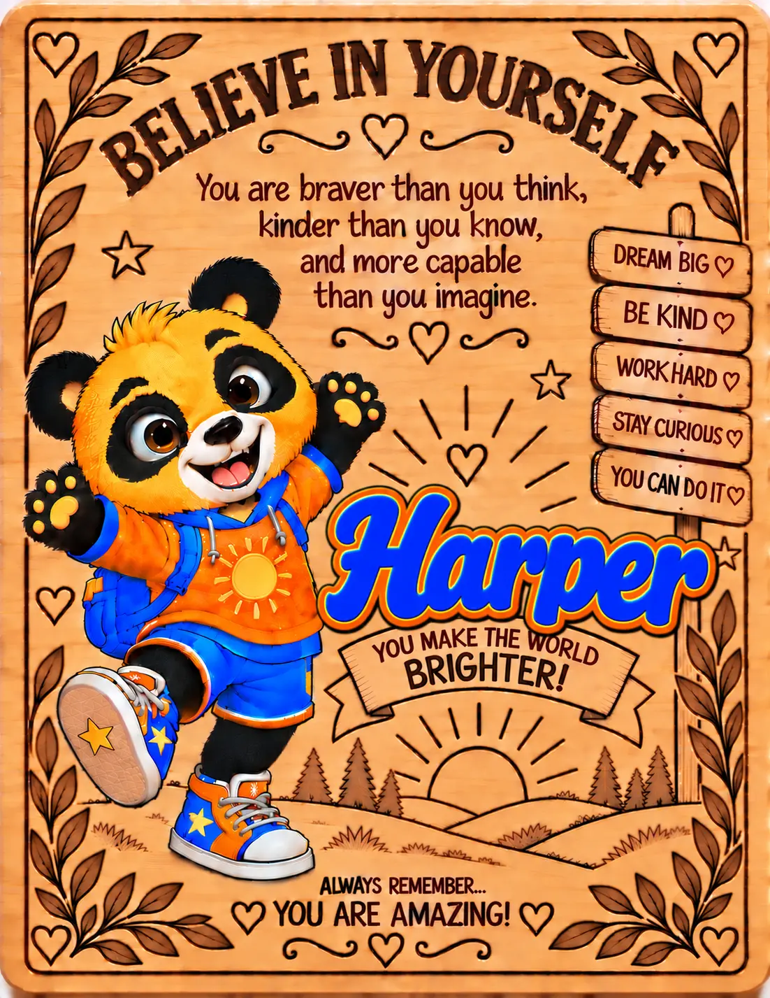 Harper personalized Believe in Yourself name board
