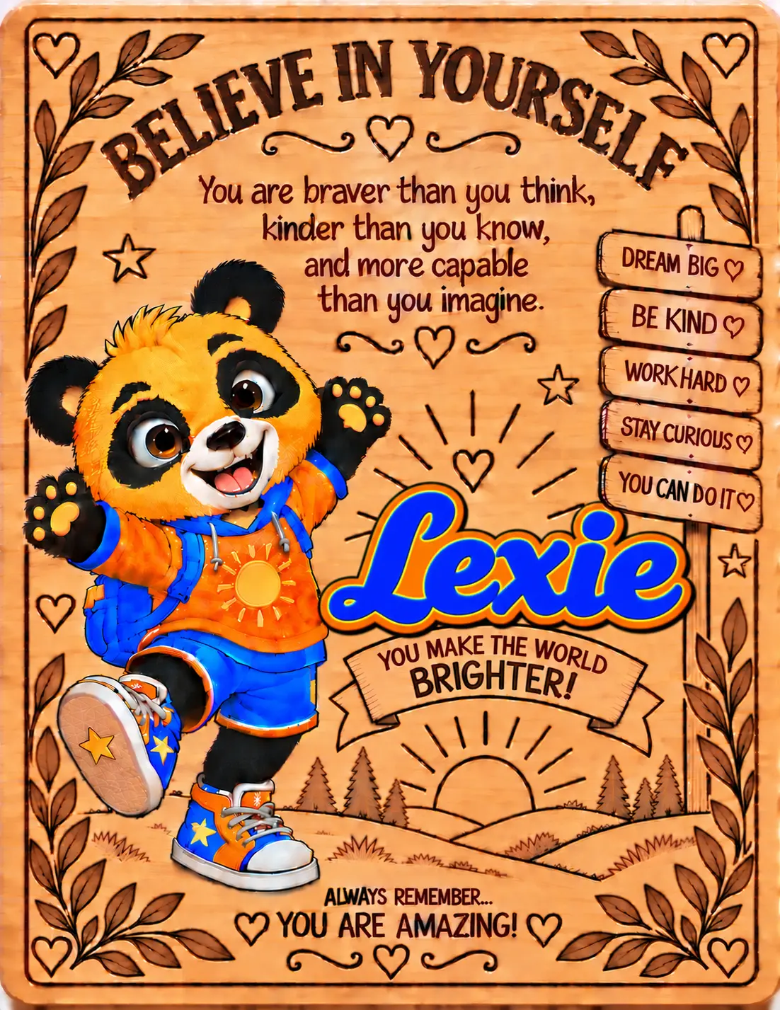 Lexie personalized Believe in Yourself name board