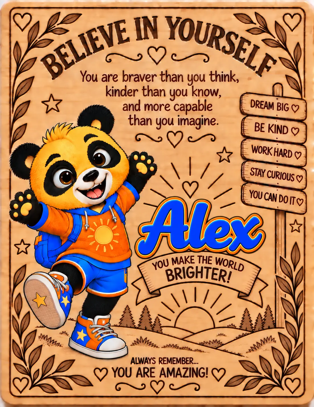 Alex personalized Believe in Yourself name board