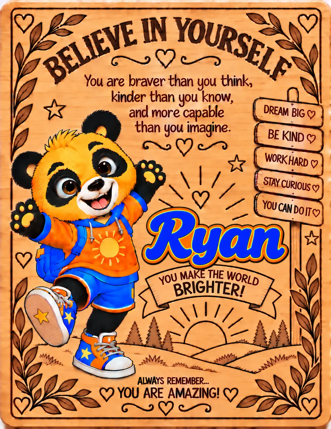 Ryan personalized Believe in Yourself name board